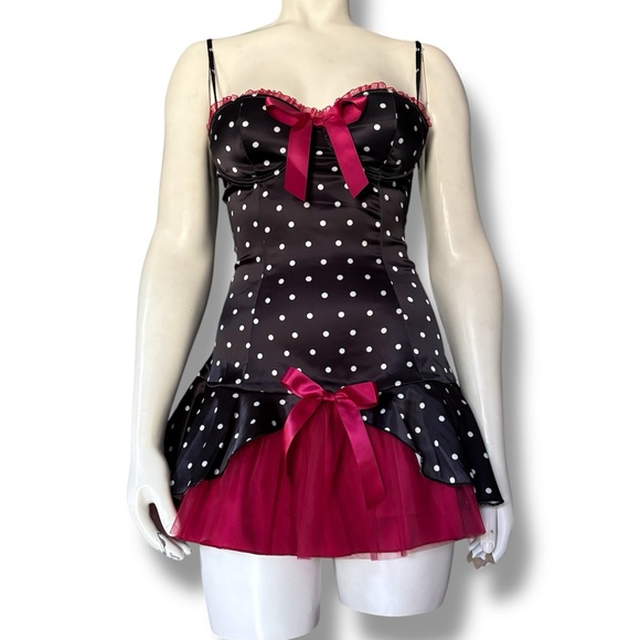 Dolls Kill Dresses & Skirts - DollsKill | NWT’s Polka Dot Tulle layered corset back Y2K Goth mini party dress